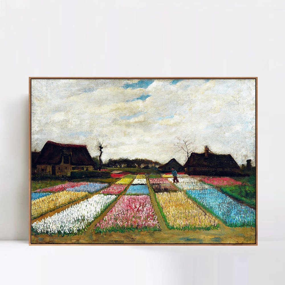 INVIN ART Framed Canvas Wall Art Bulb Fields 1883 by Vincent Van Gogh Print Impressionist Landscape Painting Living Room Office Decor(Wood Color Slim Frame 30 x40 )