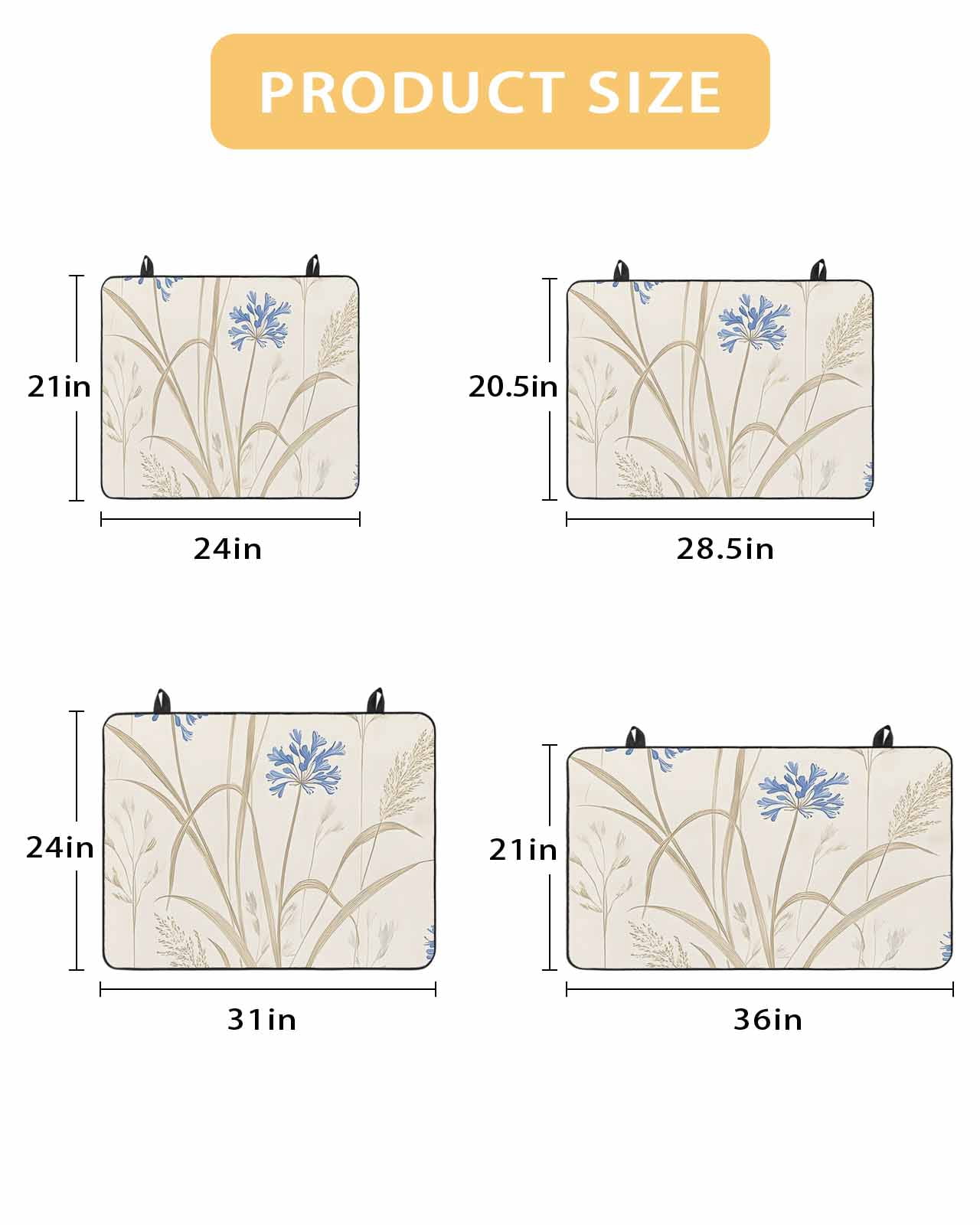 nqOlkjepod Large Induction Cooktop Protector Mat 36"x21", Botanical Blue Floral Stove Top Covers for Electric Stove, Rustic Summer Flowers Decorative Stove Burner Cover Mats, Glass Top Stove Cover
