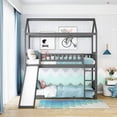 thumbnail image 2 of CRO Decor Twin Over Twin Bunk Bed with Slide House Bed with Slide (Gray), 2 of 10