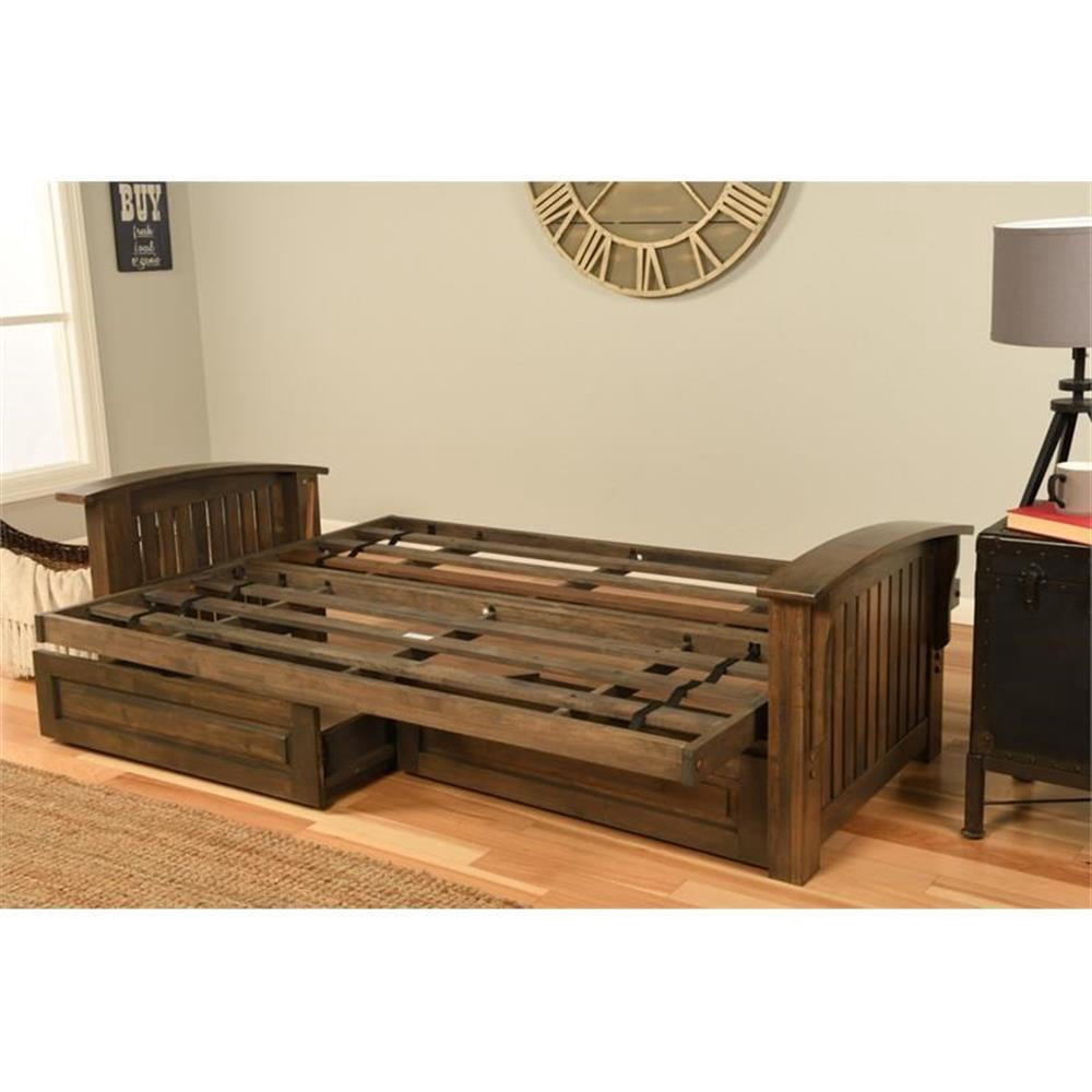 Kodiak Furniture Washington Queen-size Wood Storage Futon-Mocha Brown Mattress