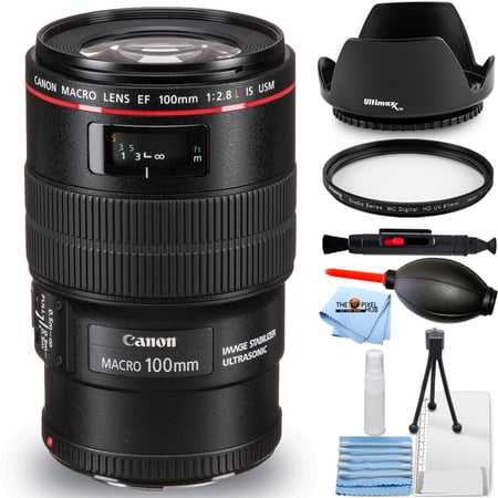 Canon EF 100mm f/2.8L Macro IS USM Lens (International Model) 3554B002 - Essential Bundle