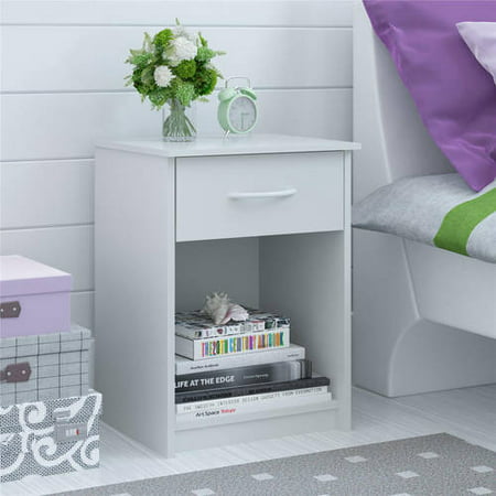 mainstays 1-drawer nightstand / end table, white - walmart
