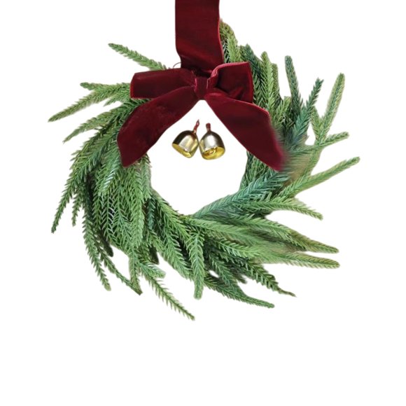Hearth & Gear Mini Wreath 12 Inch Small Wreaths With Deep Red Bow And Leaves For Windows Kitchen Front Door Candle Centerpiece Indoor Outdoor Forsythia Work Wreath Christmas Lights for 60 Wreath