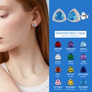 ChicSilver December Birthstone Earrings 925 Sterling Silver Halo Stud Earrings for Women, Hypoallergenic Tanzanite Gemstone Birthday Jewelry Gift
