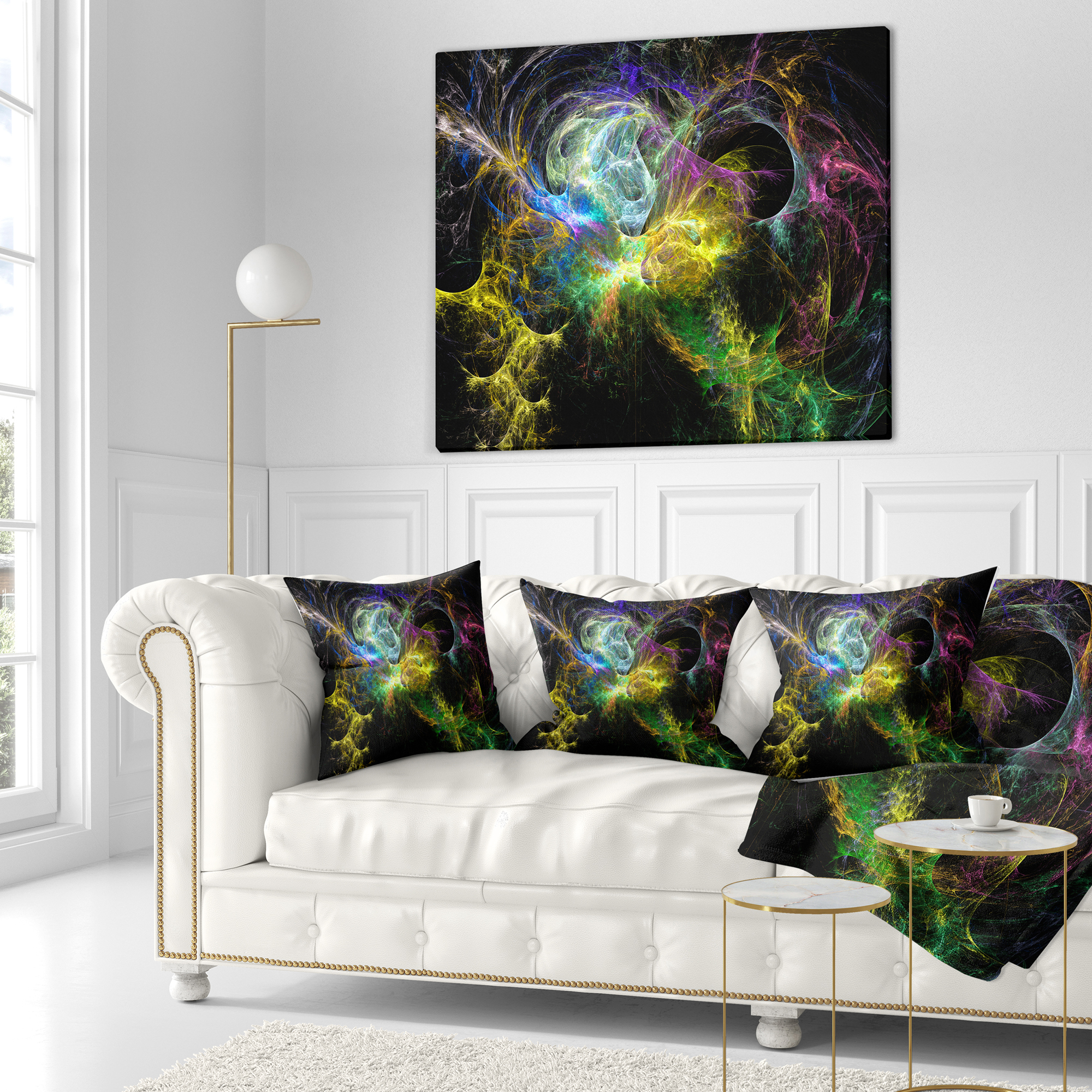 Designart Wings of Angels Yellow - Abstract Throw Pillow - 18x18