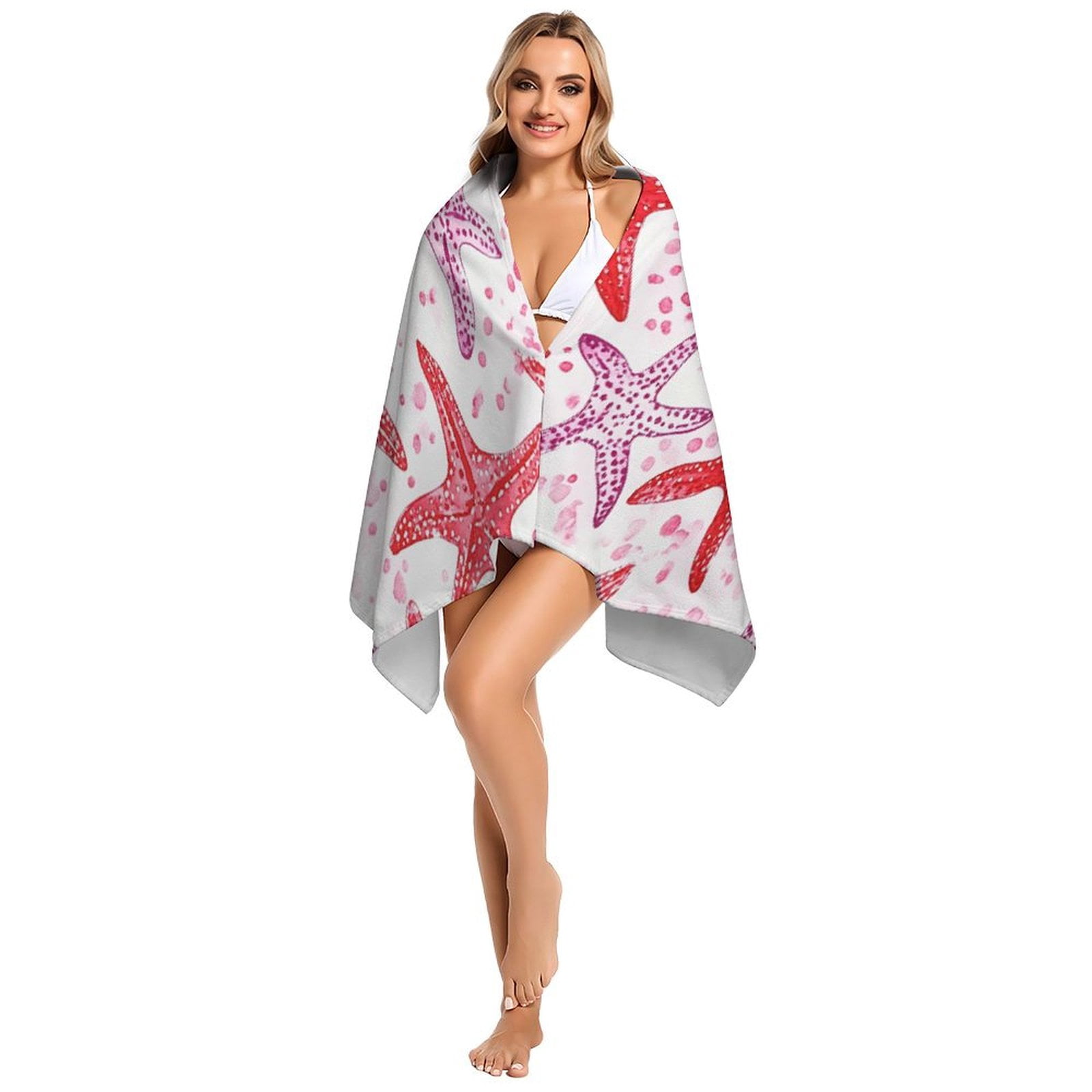 MaSiledy Red Starfish Nautical Coastal Beach Towels 30x60 inch Sea Life Coastal Soft Pool Swimming Towels Sand Free Quick Dry Travel Towels Absorbent Quick Dry Towel