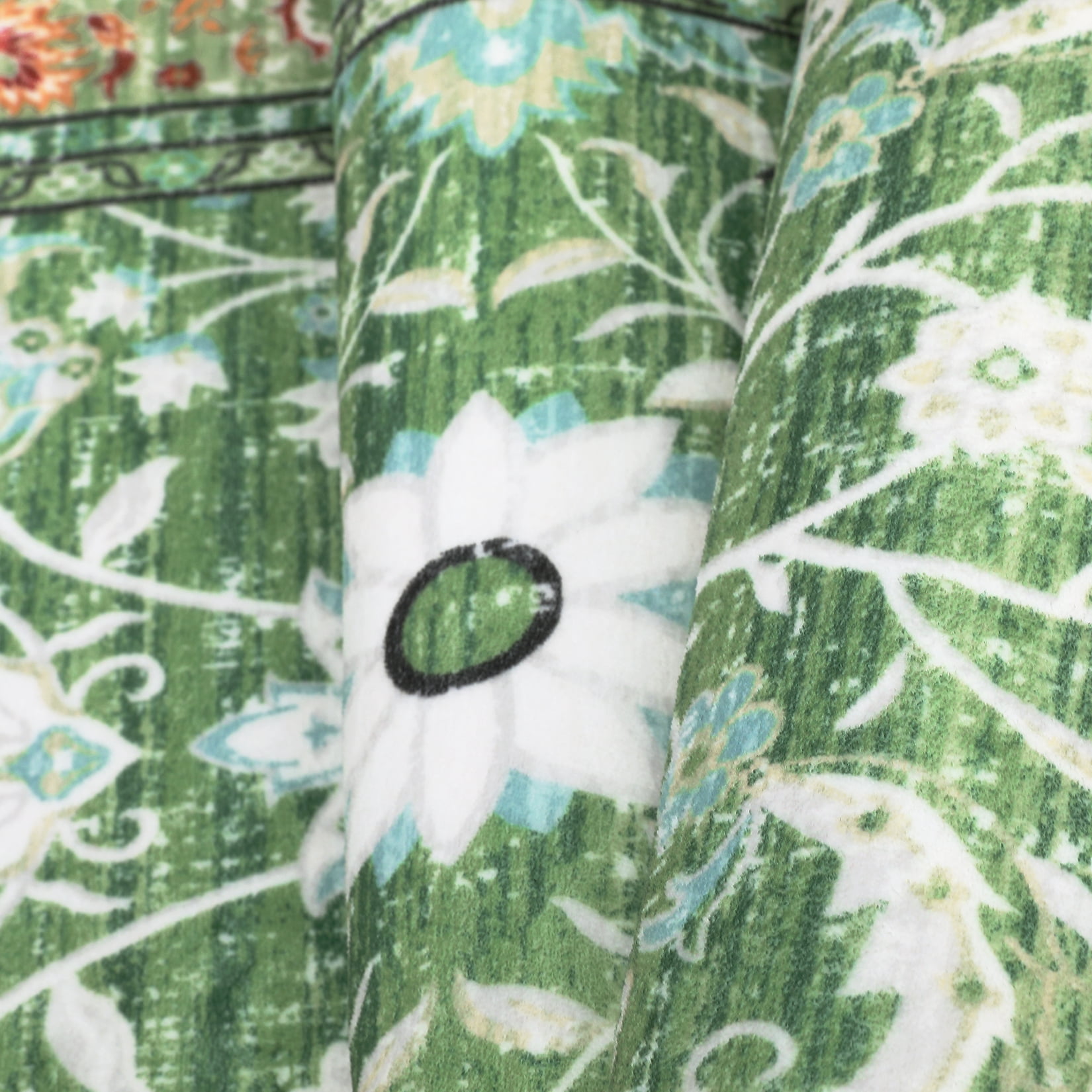 FairOnly 8' x 10' Vintage Floral Carpet for Office Living Room Bedroom Washable Rug Soft Surface Low Pile Area Rug, Grass Green