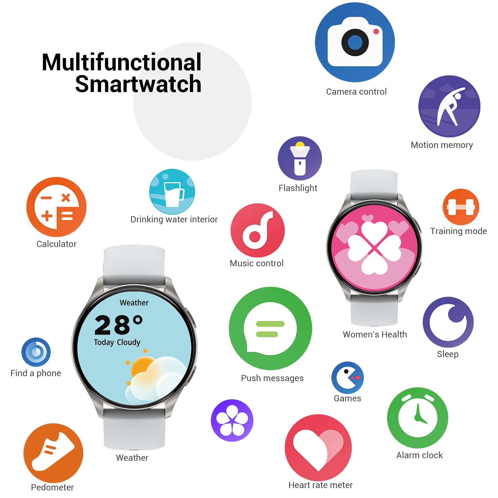 Blackview Smart Watch for Women, 1.43" AMOLED Display Fitness Tracker with Bluetooth Call, 100+ Sports Modes, AI Voice Assistant, 2 Straps, Waterproof Smartwatch for Android iPhone, Sliver