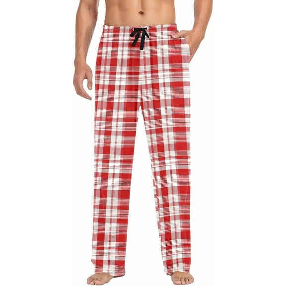Faty-T Mens Pajama Pants Red White Striped Texture Pajama Bottoms Lightweight Pajama Pants Basics Sleep Pajama Lounge Pant