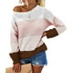 thumbnail image 2 of Jersey de mujer suéter de manga larga con hombros descubiertos y cuello redondo prendas de punto para oficina en casa Rosa XL, 2 of 5