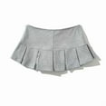 thumbnail image 3 of Fabric Y2K Mini Skirt Women Low Waist Wide Pleat Light Grey Sexy Vintage A-line Pleated Skirt Casual Skort Summer, 3 of 8