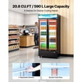 thumbnail image 2 of VEVOR Commercial Merchandiser Refrigerator, 20.8 Cu.Ft / 590L Upright Beverage Cooler, 2 Glass Door Display Refrigerator with Customizable Lightbox, 8 Adjustable Shelves, Soft LED Lighting & Casters, 2 of 9