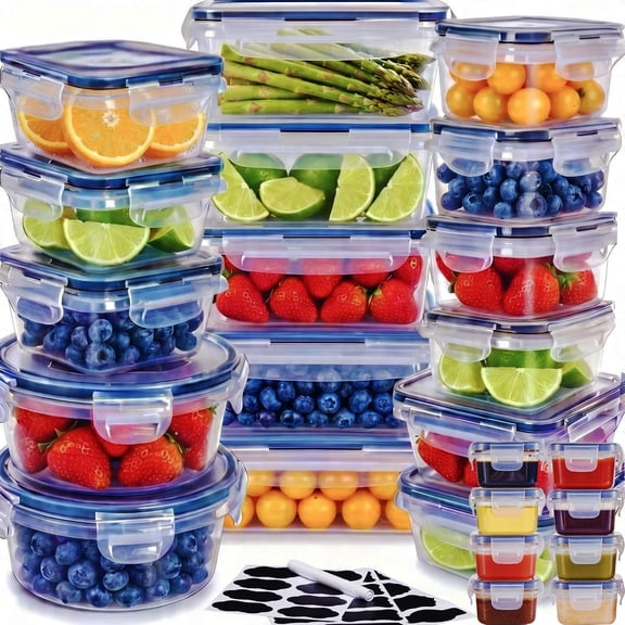 48 Pcs Airtight Food Storage Container Set kitchen organizers Leakproof Meal Prep Containers Lock Lids - BPA-Free Durable Plastic Containers For Lunch With 24 Boxes and 24 Lids