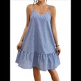 thumbnail image 1 of Vestido de Verano para Mujer 2025, Vestido Bohemio con Estampado Floral. Rayas Azules L, 1 of 9