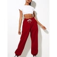 thumbnail image 4 of BODOAO Sweatpants for Women Wide Leg Baggy Y2K Pants Casual Elastic High Waisted Yoga Workout Pants with Pockets 2025 Fall Outfits Thin Loose Sweatpants Comfortable Jogging Pants Sweatpants Red M, 4 of 4