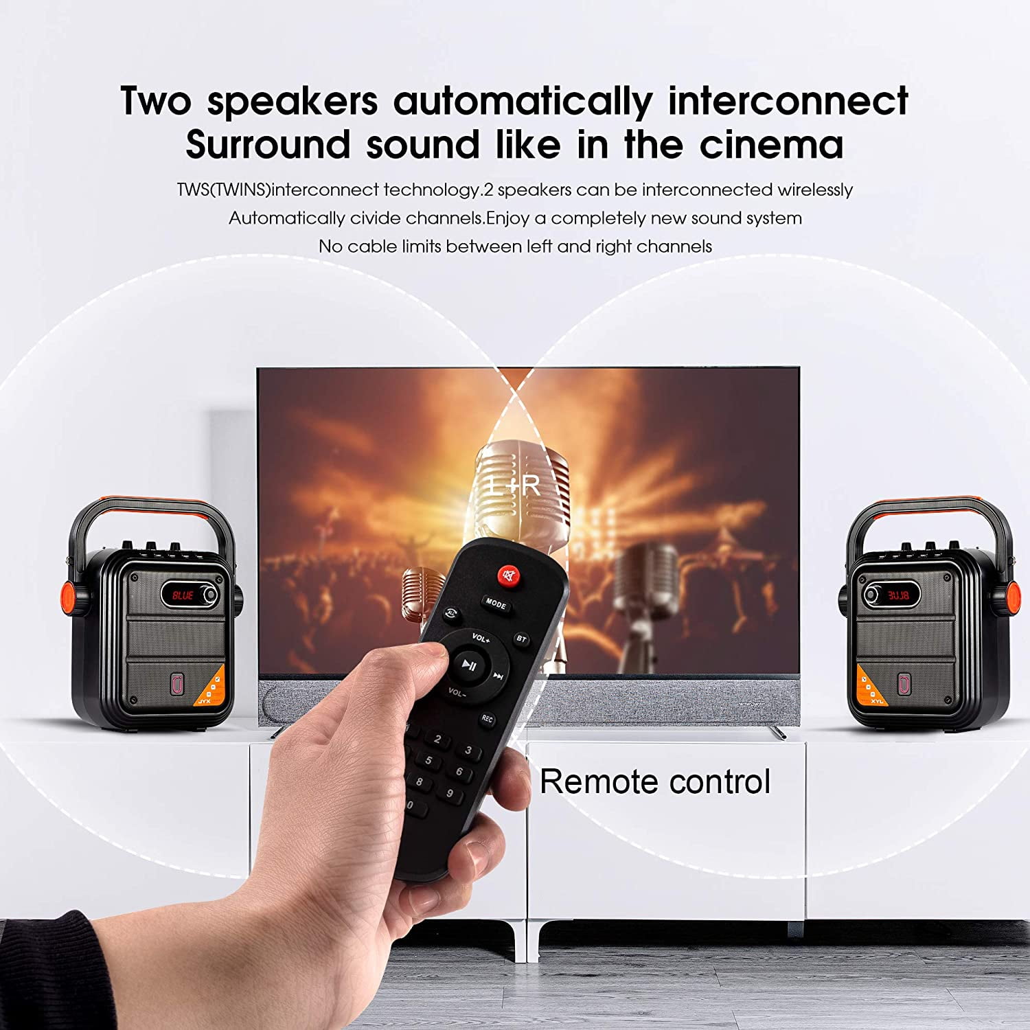 JYX Karaoke Machine with 2 Wireless Microphones, Bluetooth Speaker with FM Radio, Karaoke Speaker PA System for Adult and Kids