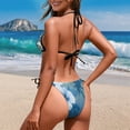 thumbnail image 5 of Uourmeti Women's Halter Neck Two-Piece Bikini Set - Blue Tropical Hibiscus & Palm Tree Print, Tie Side, Quick Dry Swimwear for Beach Vacation & Pool Party, 5 of 9