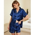 thumbnail image 3 of Avidlove Women Pajama Set Silky Satin Button Down Shirt with Pjs Shorts Comfy Lounge Set Sleepwear, 3 of 8