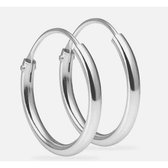 Continuous Mini Hoop Earrings – Sterling Silver 925, 8mm - Unisex Pair