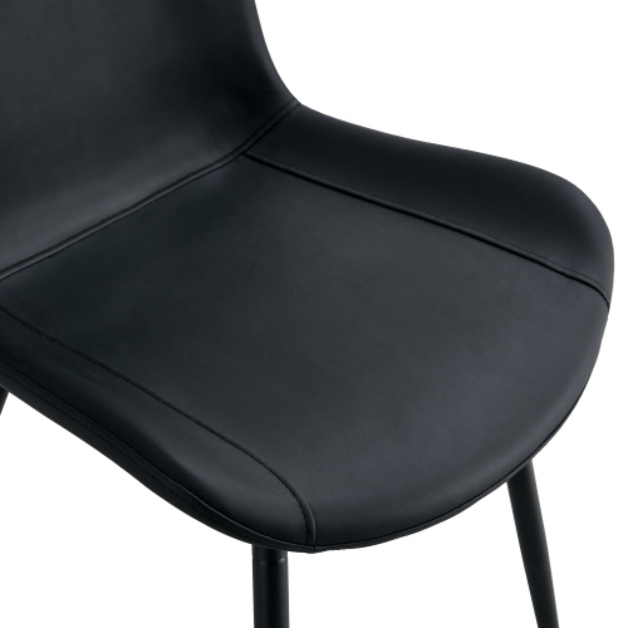 SUDICA Black Faux Leather Dining Chairs Set of 6 with Metal Legs and Wide Seats for Home