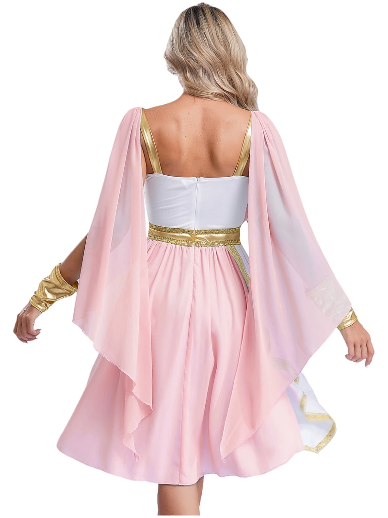 pink toga dress Women's S-M Greek Goddess Toga Dress in Light Pink