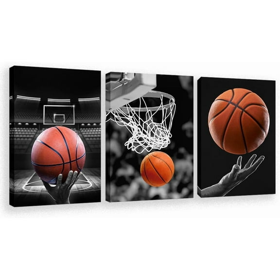 Hieng Basketball Canvas Wall Art Workout Sport Themed Home Dormitory Decor Minimalist Shoot Basket Artwork Picture for Gym Boy Bedroom Wall Decor Frameinch（Only canvas）