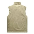 thumbnail image 5 of Stamzod Mens Vests Outerwear with Pocket Solid Color Stand Collar Sleeveless Black Vest Outdoor Casual Workout Jackets for Men Khaki XXXL, 5 of 7