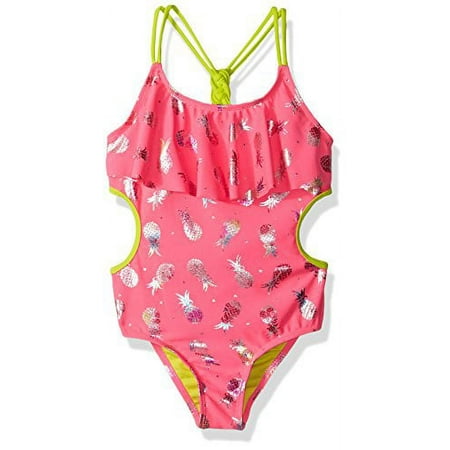 Limited Too Girls' Big Pineapple Foil 1pc, Knockout Pink, 7/8