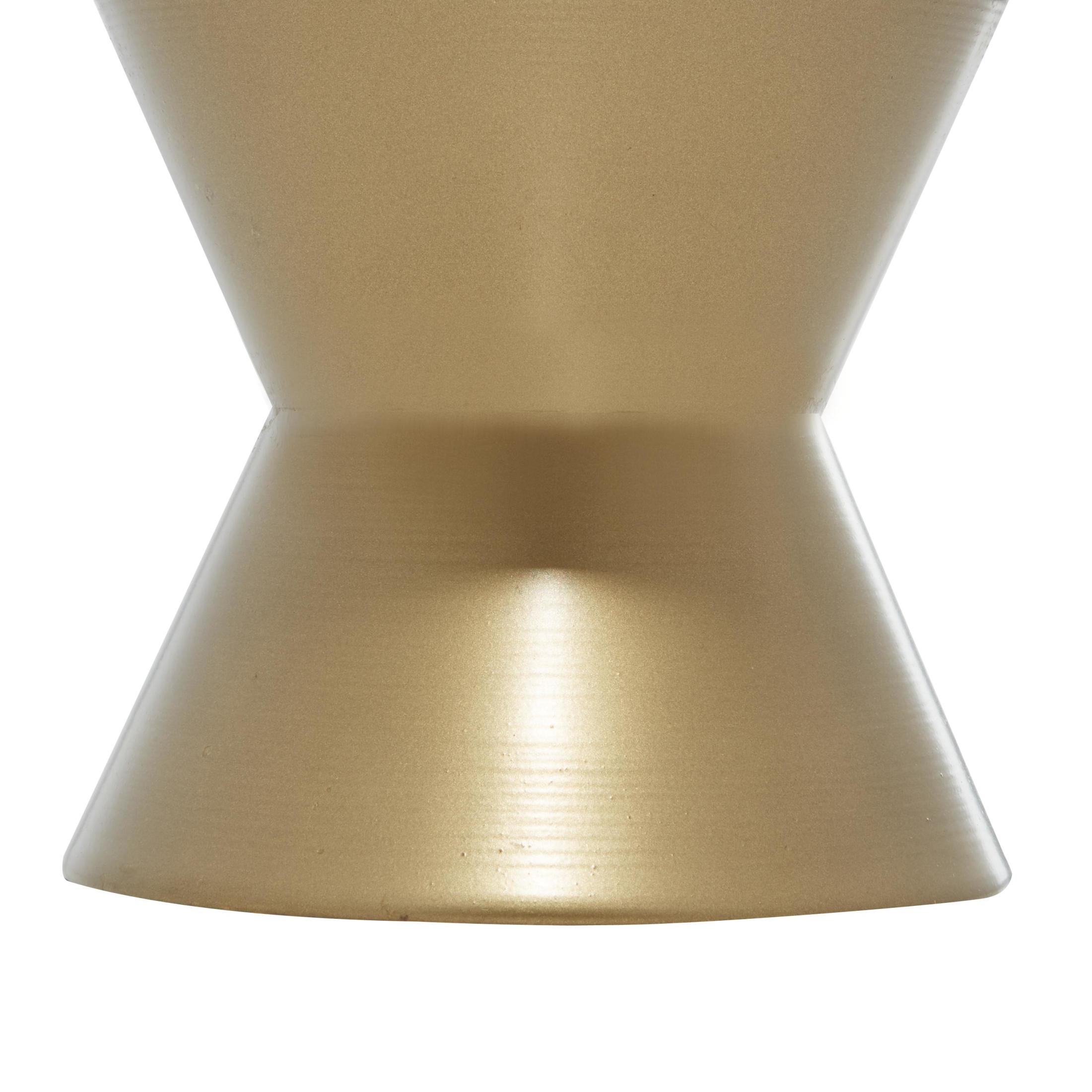 DecMode 12" x 7" White Marble Decorative Stand with Gold Base, 1-Piece