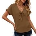 thumbnail image 4 of Tweang Gauze Shirts for Women Crewneck Button Blouse Boyfriend Dress Shirt Collared Roll Up Long Sleeve Blouses Teacher Tunics Cotton Linen Embroidered Tops Cotton Linen Tops for Women Brown 2XL, 4 of 8