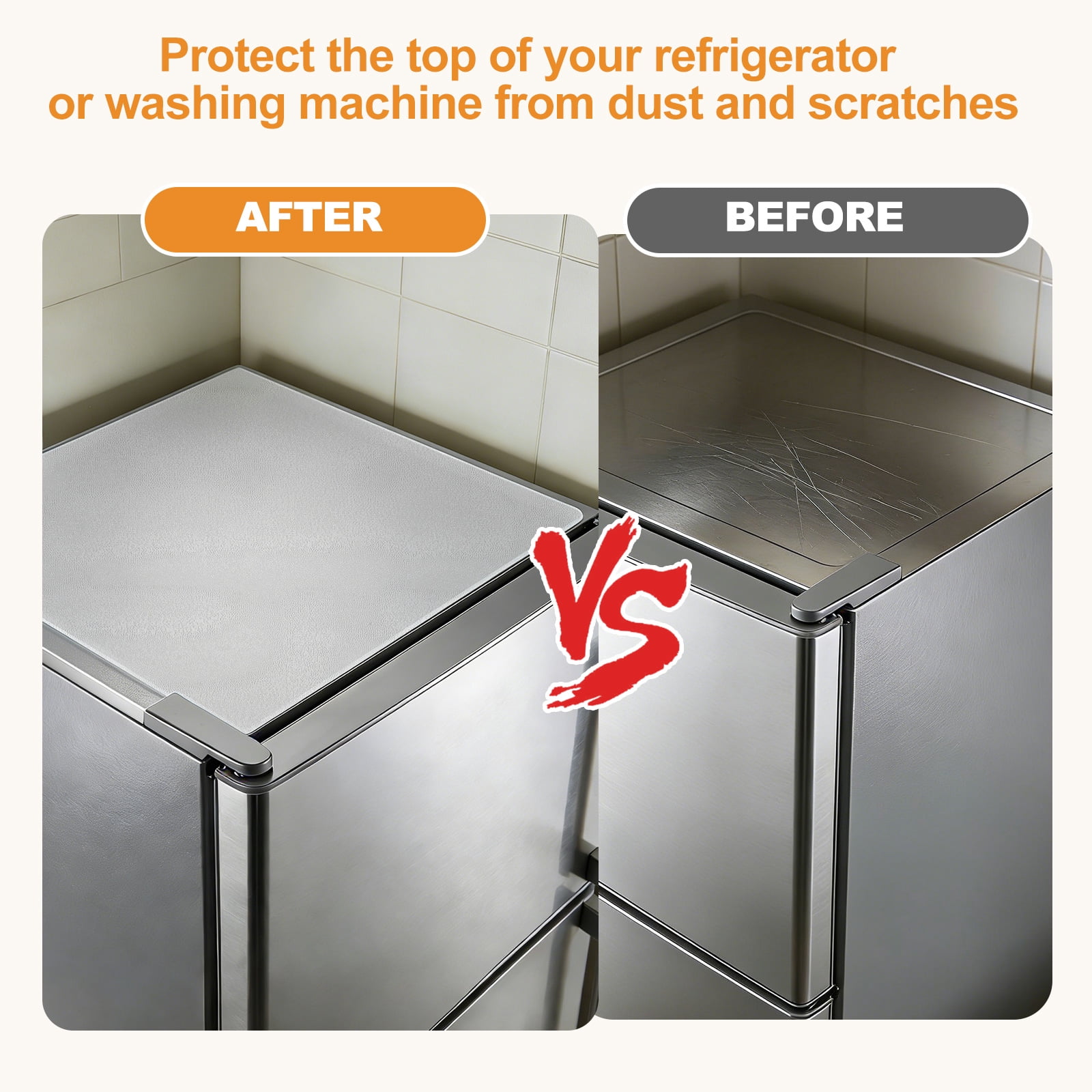 Uxcell Fridge Dust Cover (20''x 20'', Matte) - Dustproof Refrigerator Top Covers Anti-Slip Washer Dryer Top Protector Mat for Freezer/Furniture/Home/Kitchen