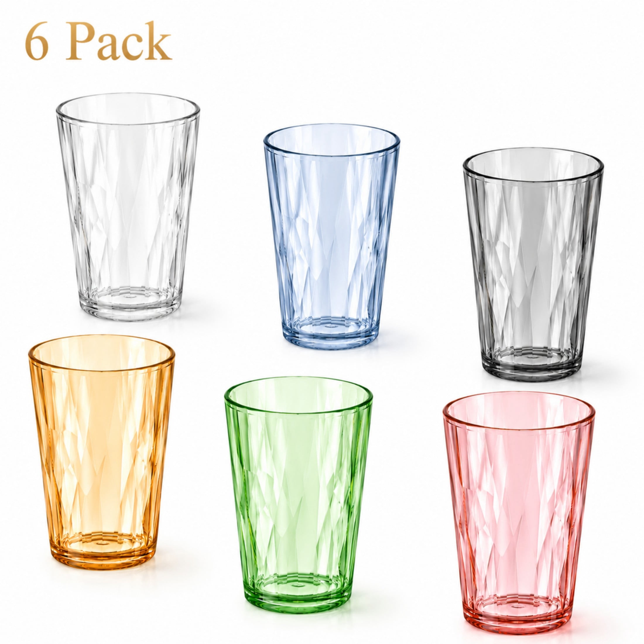 Yongzhenlite 26-Ounce Acrylic Plastic Drinking Glasses, Multi-Hammered  Style, Set of 6, BPA-Free - Walmart.com