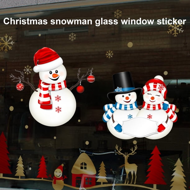Gwong Decoración hogareña Pegatina de pared atractiva Superficie lisa PVC Muñeco de nieve Modelo de vidrio de Navidad Calcomanía para uso diario Gwong 21083351