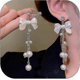 thumbnail image 1 of Pendientes de LAZO de PERLA shaofei con diamantes y diseño brillante para mujeres y niñas, 1 of 5