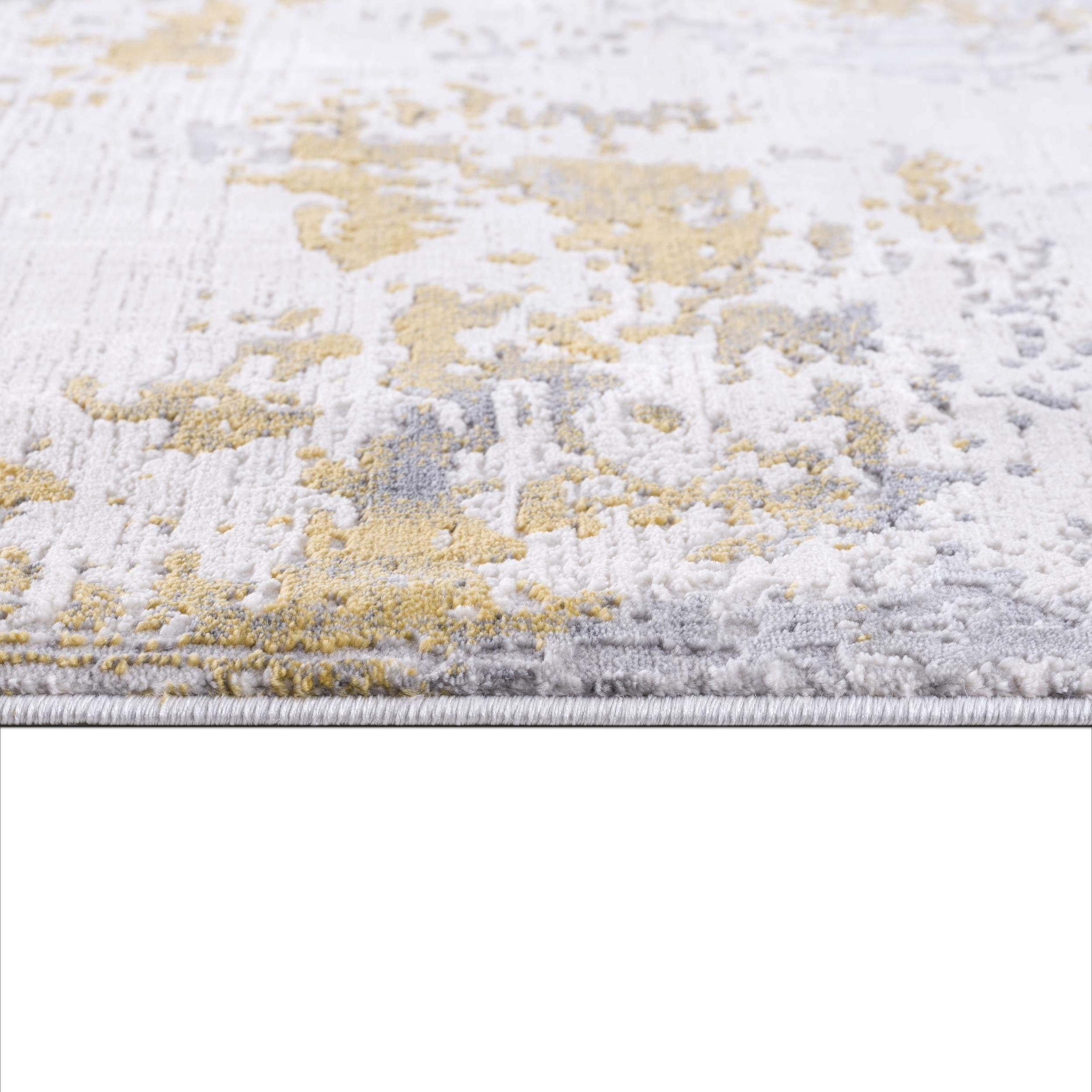 Rug Branch Vogue 2' x 6' (Exact Size: 2'3" x 6') Abstract Indoor Runner Rug, Gold Grey, Contemporary - Entryway, Hallway, Bathroom, and Kitchen