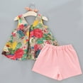 thumbnail image 5 of Gyratedream Little Girls Bowknot Flower Vest Tops+Shorts Summer Kids 2Pcs Clothes, 5 of 7