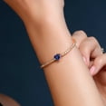 thumbnail image 5 of Gem Stone King 18K Rose Gold Plated Silver Blue Iolite and White Moissanite Tennis Bracelet for Women (4.18 Cttw, Gemstone Birthstone, Heart Shape 8MM, 7.25 inch), 5 of 6