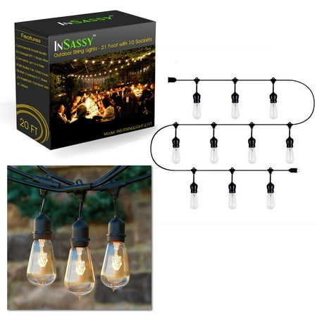 Outdoor Patio String Lights Weatherproof 20 5 Foot With 10 Hanging Outdoor Patio String Lights