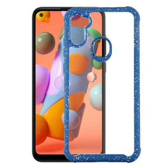 Samsung Galaxy A11 Phone Case Hybrid [TPU Cushion] Enhanced Hand-Grip TPU Soft Cushion Frame Transparent Clear Shock-Absorbing Armor Rubber Bumper Back PC Hard BLUE Cover for Samsung Galaxy A11