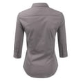 thumbnail image 4 of Doublju Women's 3/4 Sleeve Slim Fit Button Down Dress Shirt, 4 of 4