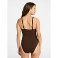 thumbnail image 3 of Time and Tru Women's and Women’s Plus Crinkle Plunge One-Piece Swimsuit, Sizes XS-3X, 3 of 5