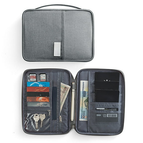 Passport Cover,Passport Covers,Multi Functional Travel Passport Bag Card Bag Portable Travel Document Passport Bag,Passport Holder for Travel Essentials(Gray L 10in)