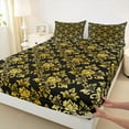 thumbnail image 3 of jejeloiu Ancient Damask Twin Sheet Set (3-Piece) Gold Black Victorian Baroque Decor For Kids, 3 of 7