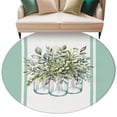 thumbnail image 2 of Eucalyptus Leaf Bottle Round Living Room Rugs 8 ft, Watercolor Floral Plant Washable Large Area Rug with Non-Slip Sturdy Edge Binding Round Carpet for Dining Room Kitchen Office, 2 of 9