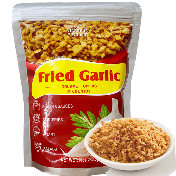 VIGOROUS MOUNTAINS Crispy Fried Garlic,  Crunchy Roasted Garlic Seasoning 10 Oz, 283.5g