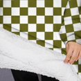 thumbnail image 3 of Oversized Wearable Blanket Hoodie,Olive Green and White Checkerboard Pattern Sherpa Blanket Hoodie with Super Pockets,Super Warm Fuzzy Pullover for Women & Men, 3 of 6