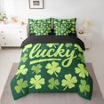 thumbnail image 2 of Feelyou Green Lucky Shamrock Bedding Comforter Set 7pcs, Spring Plant King Bedding Sets, 2 of 8