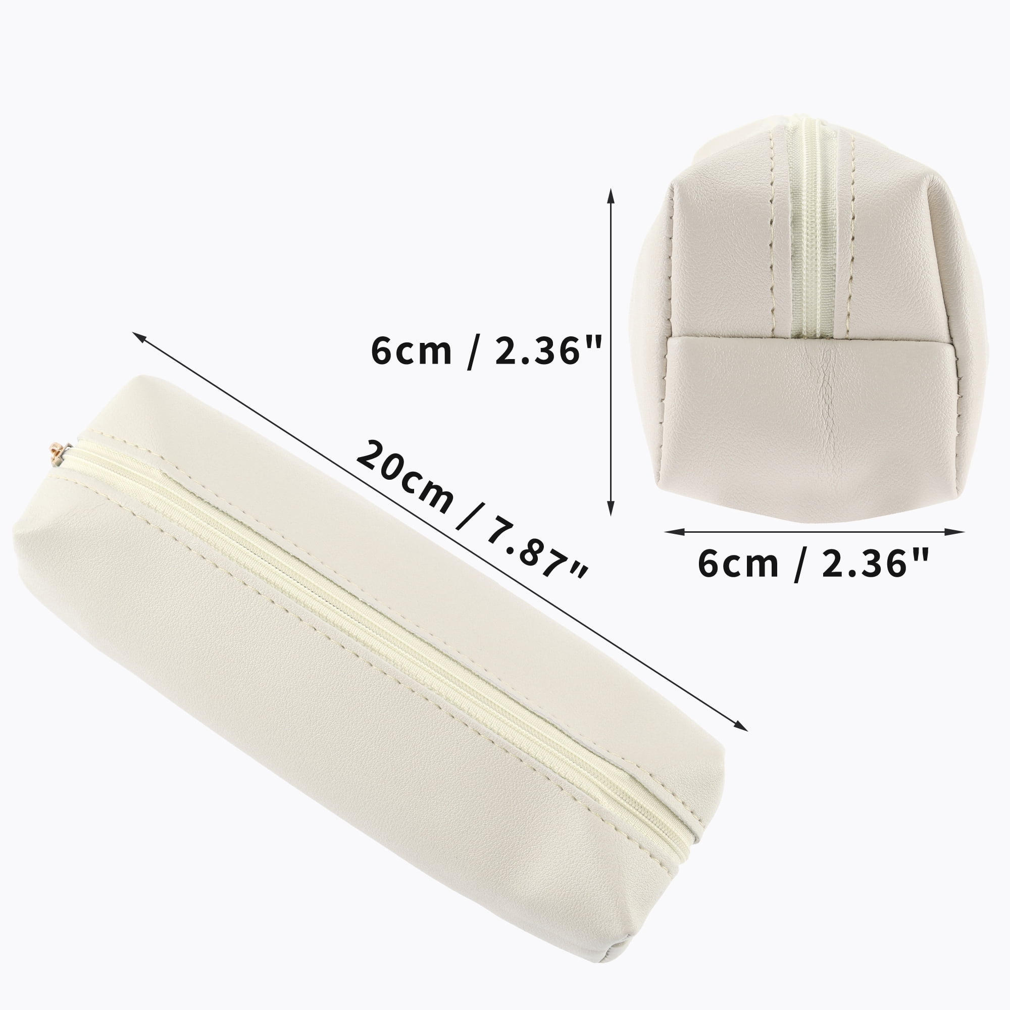 Unique Bargains Portable Stationery Bag Zipper Pencil Case Beige
