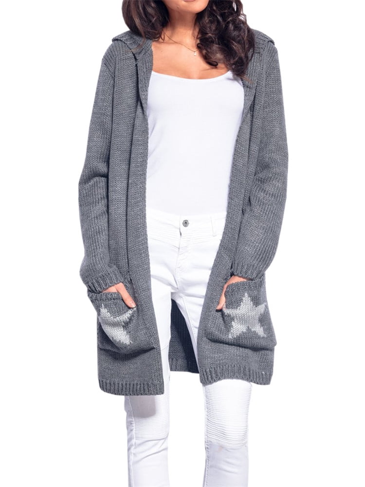 grey hooded star cardigan