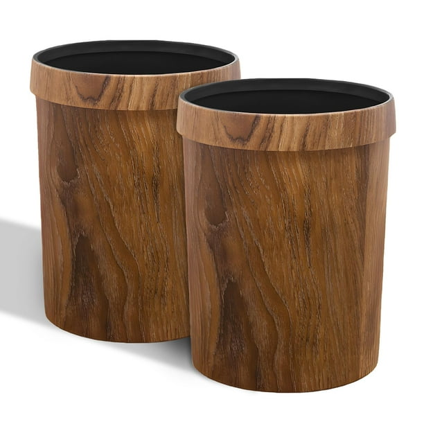 Bote de basura Ciao Stilista, plástico granulado de madera, 13 litros, 2 unidades, color marrón